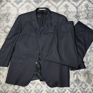 Burberry London Suit Mens 46S Short Navy Pinstripe Wool 2 Button Classic 38x27